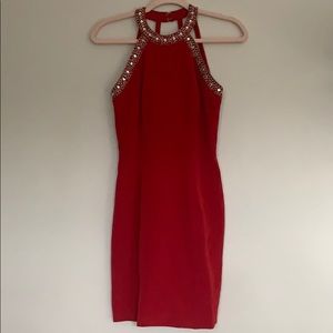 Red Beaded Cocktail Dress